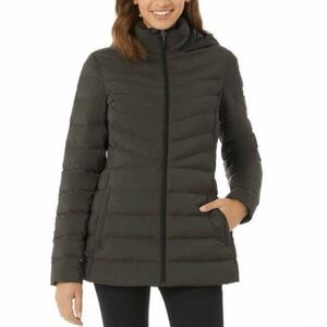 32 Degrees Heat Hooded Green Puffer Jacket